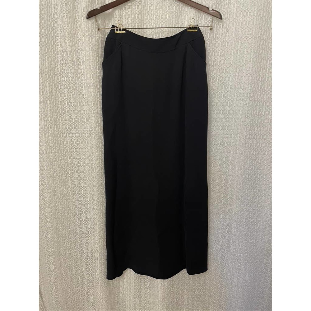 Jones New York - Women's 100% Silk Long Charcoal Skirt with Pockets - 4